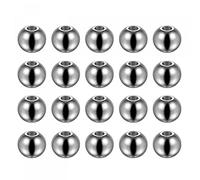 sourcing map 40pcs Perles 10mm Inox Acier 3.5mm Trou Diamètre Perle pour Bricolage Artisanat, Argenté