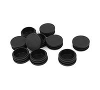 sourcing map 42mm Diamètre Plastique Fin blocage Capuchon Rond Strié Insert Tube Noir 10pcs