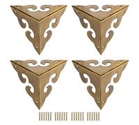sourcing map 44 x 44 x 44 mm Coin de Protection Boîte Caisse Bois Angle Protecteur Métal Laiton Bord Garde Bronzé 4Pcs
