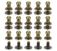 sourcing map 4mm Balle Tête Étalon Rivets Vis Dos, 15Paquet Rond Tête Bouton Mamelon Rivet pour Bricolage Cuir Artisanat Sac Main Ceinture, Bronzé