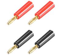sourcing map 4mm Banane Fiche Haut-Parleur Bouchon Noir Rouge Câble Bouchons Connecteurs Jack Connecteur 4pcs