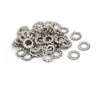 sourcing map 4mm Int. Dia acier inox 304 Ext. Dent Rondelle Serrage Argenté 50pc