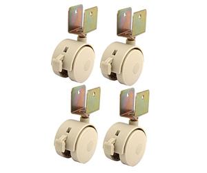 sourcing map 4pcs 20mm plastique Support en U Lit Roulette pivotante avec frein Tan