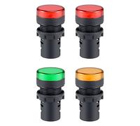sourcing map 4pcs AC/DC 12V Clignotant rouge+vert+jaune LED Monté panneau encastré 7/8" 22mm