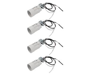 sourcing map 4pcs blanc 52mm Haut mur support feu Pendentif lampe E14 Douille Fil