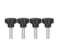 sourcing map 4pcs Boutons de Serrage étoile Poignée M10x40mm Acier Filetage mâle Zinc noir PP