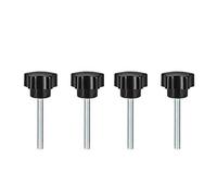sourcing map 4pcs Boutons de Serrage étoile Poignée M5x50mm Acier Filetage mâle Zinc noir PP