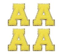 sourcing map 4pcs Chenille Lettre Correctifs Fer On Letter Patchs Jaune A Alphabet Décoratif Réparation Broderie Correctifs pour Vêtements, Chaussures, Chapeaux, Sacs À Dos