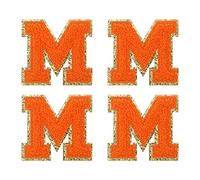 sourcing map 4pcs Chenille Lettre Correctifs Orange M Alphabet Décoratif