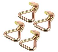 sourcing map 4Pcs Crochet à Cliquet Double J pour Sangle Charge 11023 Lbs pour 50mm Sangle d'Arrimage pour Voiture, Camion, Remorque, Doré