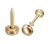 sourcing map 4pcs Décoratif Vis avec Bouchons, 13mm Dia Laiton Miroir Vis Miroir Fixation Vis Visser pour Miroirs Tables Meubles, Or