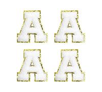 sourcing map 4Pcs Écusson Lettre Patch Thermocollant Repasser Blanc Alphabet A 3.1in Hauteur pour Vêtements, Chaussures, Chapeaux, Sacs à Dos