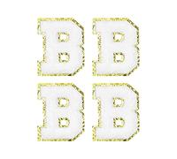 sourcing map 4Pcs Écusson Lettre Patch Thermocollant Repasser Blanc Alphabet B 3.1in Hauteur pour Vêtements, Chaussures, Chapeaux, Sacs à Dos