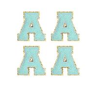 sourcing map 4Pcs Écusson Lettre Patch Thermocollant Repasser Bleu Alphabet A 3.1in Hauteur pour Vêtements, Chaussures, Chapeaux, Sacs à Dos