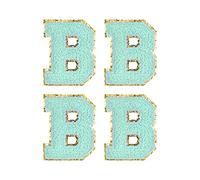 sourcing map 4Pcs Écusson Lettre Patch Thermocollant Repasser Bleu Alphabet B 3.1in Hauteur pour Vêtements, Chaussures, Chapeaux, Sacs à Dos