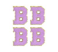 sourcing map 4Pcs Écusson Lettre Patch Thermocollant Repasser Violet Alphabet B 3.1in Hauteur pour Vêtements, Chaussures, Chapeaux, Sacs à Dos
