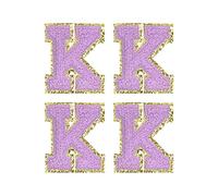 sourcing map 4Pcs Écusson Lettre Patch Thermocollant Repasser Violet Alphabet K 3.1in Hauteur pour Vêtements, Chaussures, Chapeaux, Sacs à Dos