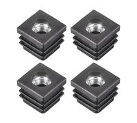 sourcing map 4Pcs Inserts pour Carré Tubes avec M8 Fil, for 0.79"x0.79" OD Carré Tube, Carré Noir Plastique Bouchon Roulette Insert Chaise Embouts Meuble Pieds Bouchon