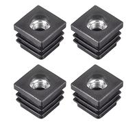 sourcing map 4Pcs Inserts pour Carré Tubes avec M8 Fil, for 0.98"x0.98" OD Carré Tube, Carré Noir Plastique Bouchon Roulette Insert Chaise Embouts Meuble Pieds Bouchon