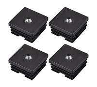 sourcing map 4Pcs Inserts pour Carré Tubes avec M8 Fil, pour 1.5"x1.5" OD Carré Tube, Carré Noir Plastique Bouchon Roulette Insert Chaise Embouts Meuble Pieds Bouchon