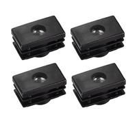 sourcing map 4Pcs Inserts pour Rectangulaire Tubes avec M6 Fil, for 0.98"x0.59" OD Rectangulaire Tube, Rectangulaire Noir Plastique Bouchon Roulette Insert Chaise Embouts Meuble Pieds Bouchon