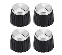 sourcing map 4Pcs Potentiomètre Bouton Style Amplificateur Remplacement Bouton Noir avec Argenté Capuchon Bouton Contrôle Volume