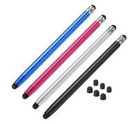 sourcing map 4pcs Stylet Stylos pour Tactile Écrans avec 8 Extra Conseils Capacitif Stylet Universel Tablette Stylo Sensibilité Précision, Argent Rouge Noir Bleu