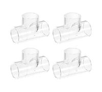 sourcing map 4Pcs Transparent Acrylique Tuyau Coude, 32mm/1.26" 3 Voie Coude T-Forme Tuyau Raccord Adaptateur pour Aquariums Eau Réservoir Poissons