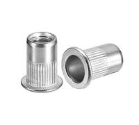 sourcing map 5/16-18 Rivet Écrous, 50pcs 304 Inox Acier Moleté Plat Tête Fileté Insère Écrous pour Métal, Plastique