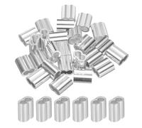 sourcing map 5/32" 4mm Aluminium Sertissage Boucle Manchon Double Ferrule pour Fil Corde Câble Ligne Extrémité, Argent 25pcs