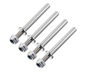 sourcing map 5/32 Pouces Diamètre x 1,7 Pouces Longueur Train Atterrissage Acier Axe Arbre Essieu Moteur avec Écrous pour RC Avion 4Pcs