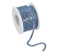 sourcing map 5,5 Yards Cristal Strass Chaîne, 4mm Coudre sur Fermer Griffe Chaîne Garniture pour DIY Bijoux, Vêtements, Sacs, Chaussure Décoration, Argent Bas, Clair Bleu