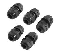 sourcing map 5 Pcs Black Plastic imperméable M12 x 1.5 3.0-6.5mm DiaMètre Presse-étoupe