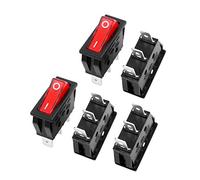 sourcing map 5 pièces E75 lumière rouge marche/arrêt SPST bateau interrupteur à bascule 22A/250V 20A/125V AC
