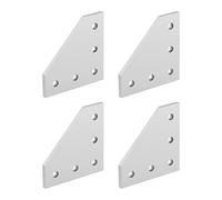 sourcing map 5-Trou L Forme Plaque Jonction Externe 2020 Aluminium Profil, 4Pcs (Argent)