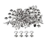 sourcing map 50 Ensembles Cuir Rivets, 8mm Double Casquette Rivets 12mm Hauteur Métal Clouons Rivet pour Cuir Artisanat Réparation DIY Porte-monnaie Ceintures Sacs Chaussures, Argent Ton