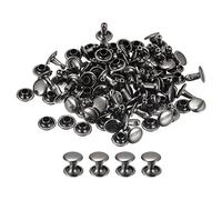 sourcing map 50 Ensembles Cuir Rivets, 8mm Double Casquette Rivets 8mm Hauteur Métal Clous Rivet pour Cuir Artisanat Réparation DIY Porte-monnaie Ceintures Sacs Chaussures Gun-Black