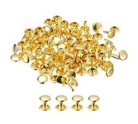 sourcing map 50 Ensembles Cuir Rivets, 9mm Double Casquette Rivets 10mm Hauteur Métal Clouons Rivet pour Cuir Artisanat Réparation DIY Porte-monnaie Ceintures Sacs Chaussures Or Ton