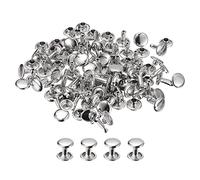 sourcing map 50 Ensembles Cuir Rivets, 9mm Double Casquette Rivets 10mm Hauteur Métal Clous Rivet pour Cuir Artisanat Réparation DIY Porte-monnaie Ceintures Sacs Chaussures, Argent Ton