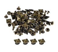 sourcing map 50 Ensembles Pointe Rivet, 10mm Pyramide Rapide Rivet Clouons Carré Punk Pointes Maroquinerie Décoration pour Vêtements Ceintures Sacs Chaussures, Bronze Tone