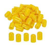 sourcing map 50pcs 12mm Caoutchouc Fin Capuchons Couvercle PVC Vinyle Vis Filetage Protecteur Rond Fil Tablette Capuchons pour Vis Boulon Tuyau Clôture Poteau, Jaune