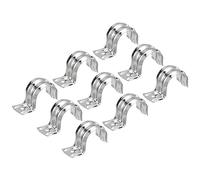 sourcing map 50pcs 25mm Attache Fixer Grillage Rigide Traille Tube Collier Serrage Clip Fixation pour Tuyau Un Trou Sangles R Forme Support Inox Acier
