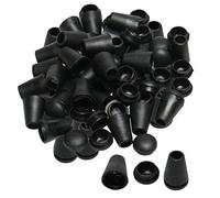 sourcing map 50Pcs Arrêt de Cordon Noir Cloche Extrémité Bouchon Corde Extrémités Verrous Longe Clips Attache pour Sac à dos Cordons Serrage Accessoires