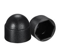 sourcing map 50pcs Cache Écrou Protection M8 Cache Boulon Capuchon Hexagonal 13mm Vis Couvercle Plastique Dôme Noir