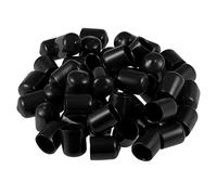 sourcing map 50pcs Caoutchouc Embouts 5/8"(16mm) ID Vinyle Rond Terminal Capuchon Housse Vis Filetage Protections Noir