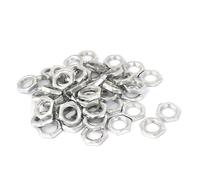 sourcingmap 50pcs Écrou Hexagonal Plat Fin M10 x 1 x 3mm en Acier Plaqué Zinc Carbone Pour Tige de Lampe Vis Boulon