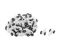 sourcing map 50pcs Glisseur Rail Rideaux Roulette Crochet Roue Rideaux Coulissant Poulie Double pour Fenêtre Voilage Plastique Noir