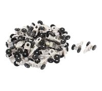 SOURCING MAP 50Pcs Glisseur Rail Rideaux Roulette Roue Rideaux Coulissant Poulie pour Fenêtre Voilage plastique 14mm dia noir Label