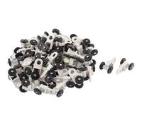 sourcing map 50pcs Glisseur Rail Rideaux Roulette Crochet Roue Rideaux Coulissant Poulie pour Fenêtre Voilage en Plastique Rouleaux 14 mm diamètre Volant Noir Blanc