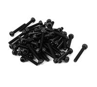 sourcing map 50pcs M2.5x15mm Vis à Tête Hexagonale six pans creux vis Moletée Boulon Alliage d'Acier Noir